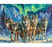 Wolf Diamond Art Painting, Paint by Numbers for Adults Aurora, 5D Diamond Painting with Round Drill, Crystal Arts and Cafts for Adults, Small Dimond Art 8x12inch Canvas for Home Wall Decor,Model589