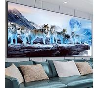 Wolf Diamond Painting Kits 5D Diamond Art Kits for Adults Beginner, Moonlight Large Size 20x45 Inch, DIY Paint by Numbers, Diamond Dots, Crystal Rhinestone Arts Embroidery Craft, Room/Home/WallDecor