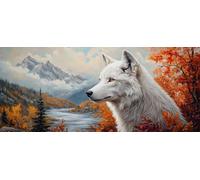 Wolf Diamond Painting Kits for Adults, Pattern Autumn Diamond Art 5D DIY Full Round Drill Gem Crystal Art Kits Crafts for Adults for Home Room Decor, Bedroom Decor, Gifts for Women 30*60CM -yym26031A