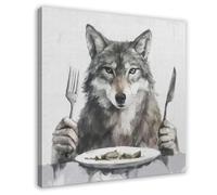 Wolf Dilemma Art Canvas Poster Wall Art Decor Print Picture Paintings for Living Room Bedroom Decoration 28x28inch(70x70cm)