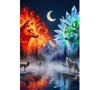 Wolf DIY Diamond Art Kit for Adults -8x12 | Moonlit Mountain Lake 5D Crystal Unique Handmade Craft for Home Office Decor, Perfect Creative Gift for Women