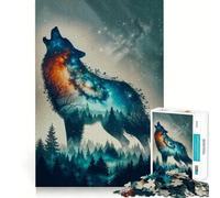 Wolf Double Exposure 1000 Piece Jigsaws for Adults Think Training Play Tight Lock No Loose Pieces Unique Gift for Stress Relief (50x75cm)