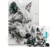 Wolf Double Exposure 1000 Piece Teenager Puzzles Cognitive Boost Fun Tight Lock No Loose Pieces Engaging Way to Pass Free Hours (50x75cm)