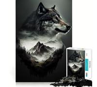 Wolf Double Exposure 1000 Piece Teenager Puzzles Cognitive Boost Fun Tight Lock No Loose Pieces Engaging Way to Pass Free Hours (38x26cm)