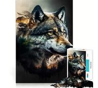 Wolf Double Exposure Adult Jigsaw1000 Pieces Mind Boost Game Premium Laser Cut Quality Relaxing Indoor Group Activity (38x26cm)