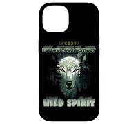 Wolf Double Exposure Forest Moon Nature Spirit Aesthetic Case for iPhone 14