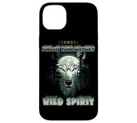 Wolf Double Exposure Forest Moon Nature Spirit Aesthetic Case for iPhone 14 Plus