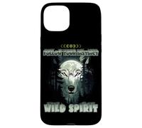 Wolf Double Exposure Forest Moon Nature Spirit Aesthetic Case for iPhone 15 Plus