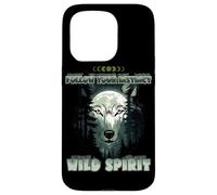 Wolf Double Exposure Forest Moon Nature Spirit Aesthetic Case for iPhone 15 Pro