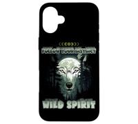 Wolf Double Exposure Forest Moon Nature Spirit Aesthetic Case for iPhone 16 Plus