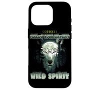 Wolf Double Exposure Forest Moon Nature Spirit Aesthetic Case for iPhone 16 Pro