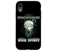 Wolf Double Exposure Forest Moon Nature Spirit Aesthetic Case for iPhone XR