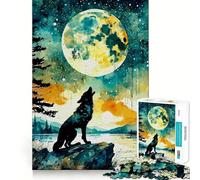 Wolf Double Exposure Jigsaw for Adults 1000 Pieces Think Skill Game High Precision Die Cut Entertaining Challenge for Spare Time (38x52cm)