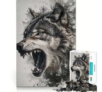 Wolf Double Exposure Jigsaws 1000 Pieces for Adults Memory Boost Game Professional Grade Cutting Heartwarming Gathering Activity (50x75cm)