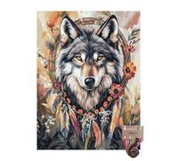 Wolf Dream Catcher 11CT Pre-Printed Cross Stitch Kits for Adults & Beginners, Pattern Needlepoint Kit Crafts for Home Decor Gifts 12x16 Inch 10343