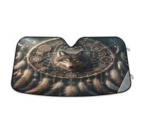 Wolf Dream Catcher Car Windshield Sunshade Front Windshield Sun Shade Keeps Your Vehicle Cool 53×23.5 inch