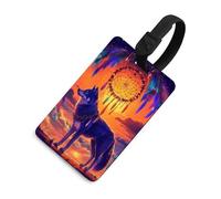 Wolf Dream Catcher Luggage Tags with Name ID Card TPU Travel Bag Tag for Suitcases