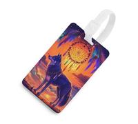 Wolf Dream Catcher Luggage Tags with Name ID Card TPU Travel Bag Tag for Suitcases