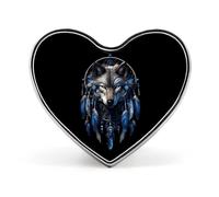 Wolf Dream Catcher Printed Heart Badge Brooch Pins Funny Lapel Tie Pin Button Decoration for Men Women