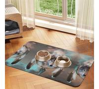 Wolf Dream Catcher Printed Pet Bowl Mats, Non-Slip And Tasteless Dog And Cat Feeding Mats