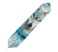 Wolf Dream Catchering Plush Table Runner with Tassels Stylish Decor Table Cloth for Home Kitchen Farmhouse