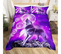 Wolf Dreamcatcher Bedding Duvet Cover Set Single Galaxy Animal 3D Wolf Printed Bedding Set for Adult Kids Bedroom Modern Decorative Soft Microfiber Exotic Style Bohemia Comforter/Quilt Cover