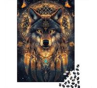 Wolf Dreamcatcher Jigsaw Puzzle for Adults 1000 Piece Jigsaw Puzzle Paper Night Decoration 70x50cm/1000pcs