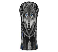 Wolf Dreamcatcher Native Indian Golf Cover Premium Leather Headcovers with Interchangeable No. Tags for Driver, Woods and Hybrid