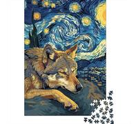 Wolf Dreams Under Starry Night Sky 1000 Piece Jigsaw Puzzle, 38x26cm/1000pcs, for Adults, Fresh Winter Hobby, Screen-Free Leisure And A Calmer Routine