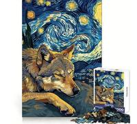 Wolf Dreams Under Starry Night Sky Adult Jigsaw Puzzle1000 Pieces Analytical Skill Relaxed Leisure Tight Join Winter Gift (38x26cm)