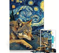 Wolf Dreams Under Starry Night Sky Adult Jigsaw1000 Pieces Cognitive Boost Game No Gap Tight Fitting Design Birthday Gift Brain Teaser Toy (50x75cm)