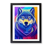 Wolf Dripping Paint No.1 Abstract Framed Print for Living Room Bedroom Home Office Décor, Wall Art Picture Ready to Hang, Black A3 Frame (34 x 46 cm)