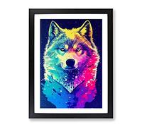 Wolf Dripping Paint No.2 Abstract Framed Print for Living Room Bedroom Home Office Décor, Wall Art Picture Ready to Hang, Black A2 Frame (62 x 45 cm)