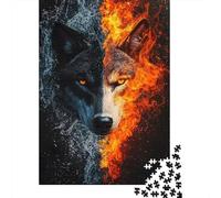 Wolf Dual Elements 1000 Piece Jigsaw Puzzle Jigsaw Puzzle for Adults Fire and Ice Focus Family Puzzle Game Relax Gift 70x50cm/1000pcs