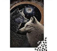Wolf Dual Pattern 1000 Piece Jigsaw Puzzle Paper for Adults Night Moonlight Jigsaw Puzzle for Family Home Decor Focus Gift 70x50cm/1000pcs