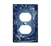 Wolf Duplex Outlet Covers Wall Plate, Elegant Royal Jewels Floral None Blue Plastic Standard Size Decorative Receptacle Outlet Covers for Bedroom Bathroom Kitchen Entrance Decor