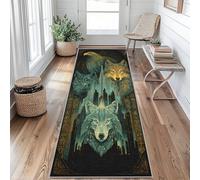 Wolf Eagle Hallway Runner Rug 80 x 300 cm Long Washable, Wild Animals Carpet Runner Rugs Non Slip, Kitchen Entryway Hall Bedroom Decor, Soft Low Pile K&153