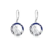 Wolf Earrings Sterling Silver Animal Dangles Mountain and Tree Jewellery Birthday Christmas Gifts for Women