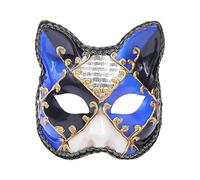 Wolf Ears Cosplay Adult Cosplay Party Animal Half Face Design Plastic Material Perfect For Carnival Celebrations Scary Costume for Men (Blue, 18X16CM)