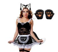 Wolf Ears, Tail and Gloves as a Complete Set | Tail with Clamp Ear Clips and Gloves Made of Faux | Soft Festive Party Cosplay Accessories for Stage Carnival Fancy Dress Party