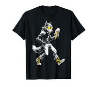 Wolf Eating Icecream Wandering Artwork Animal Graphic Wolf T-Shirt
