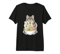 Wolf Eating Ramen Noodles Scrolling Phone Premium T-Shirt