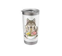 Wolf Eating Ramen Noodles Scrolling Phone Stainless Steel Insulated Tumbler