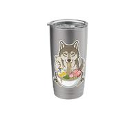 Wolf Eating Ramen Noodles Scrolling Phone Stainless Steel Insulated Tumbler