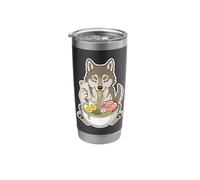 Wolf Eating Ramen Noodles Scrolling Phone Stainless Steel Insulated Tumbler