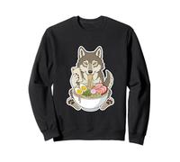 Wolf Eating Ramen Noodles Scrolling Phone Sweatshirt