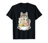 Wolf Eating Ramen Noodles Scrolling Phone T-Shirt