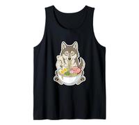 Wolf Eating Ramen Noodles Scrolling Phone Tank Top