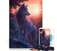 Wolf Elegant Sunset Adult Jigsaw1000 Pieces Cognitive Boost Game No Gap Tight Fitting Design Birthday Gift Brain Teaser Toy (38x52cm)