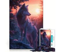 Wolf Elegant Sunset Jigsaw Puzzle 1000 Logic Thinking Play Expert Cutting Craftsmanship Quiet Time Mind Exercise at Home (50x75cm)